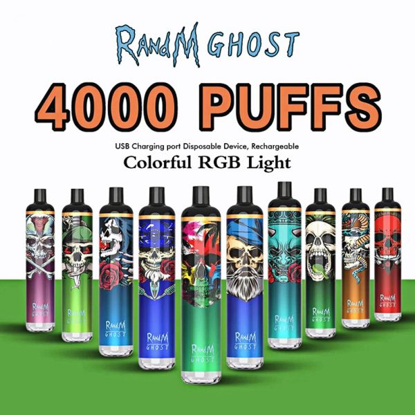 RandM Ghost Disposable Vape Pod Device Wholesale (RGB Lights 4000 Puffs)