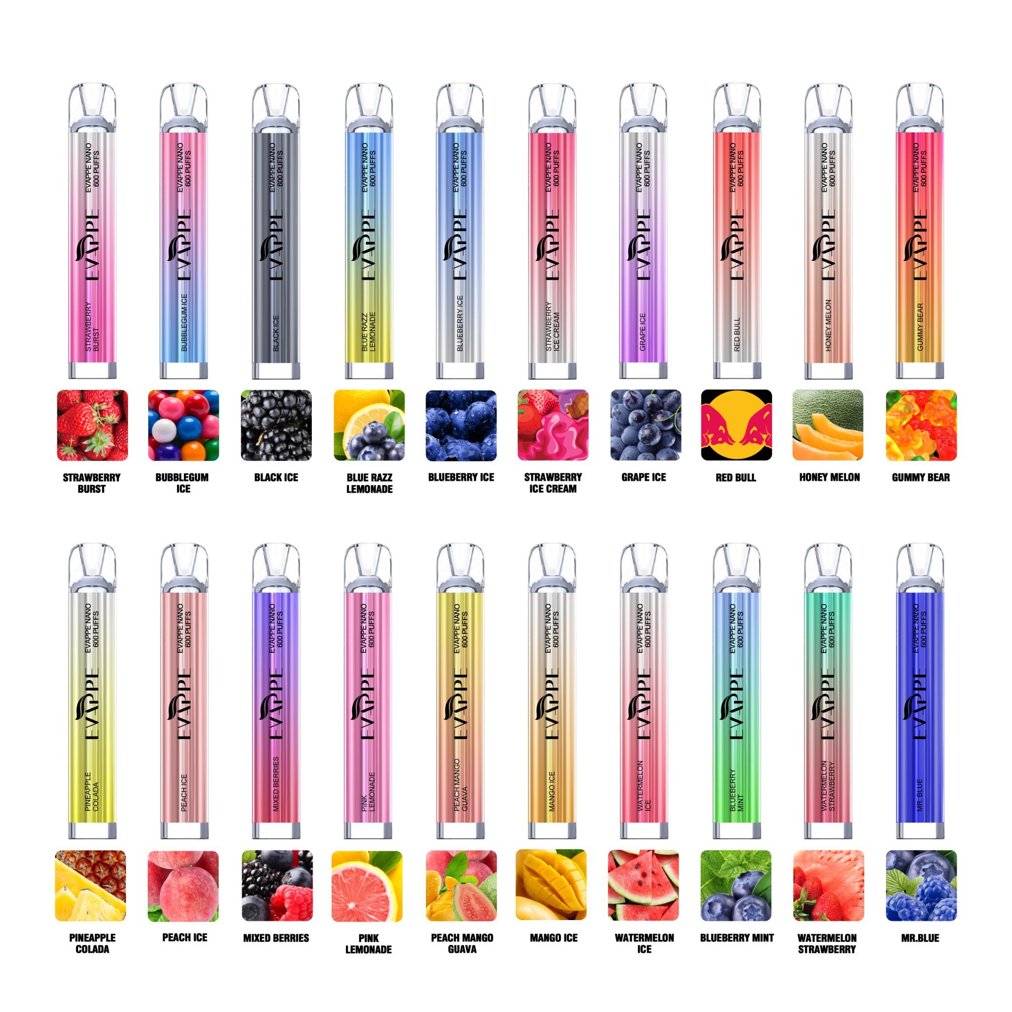 100% Original Evappe Nano 600 Puffs Crystal Electronic Cigarette Pod Device 550mAh Battery 2ml Liquid Capacity Disposable Vape - China Wholesale Puff Plus and Disposable Vape