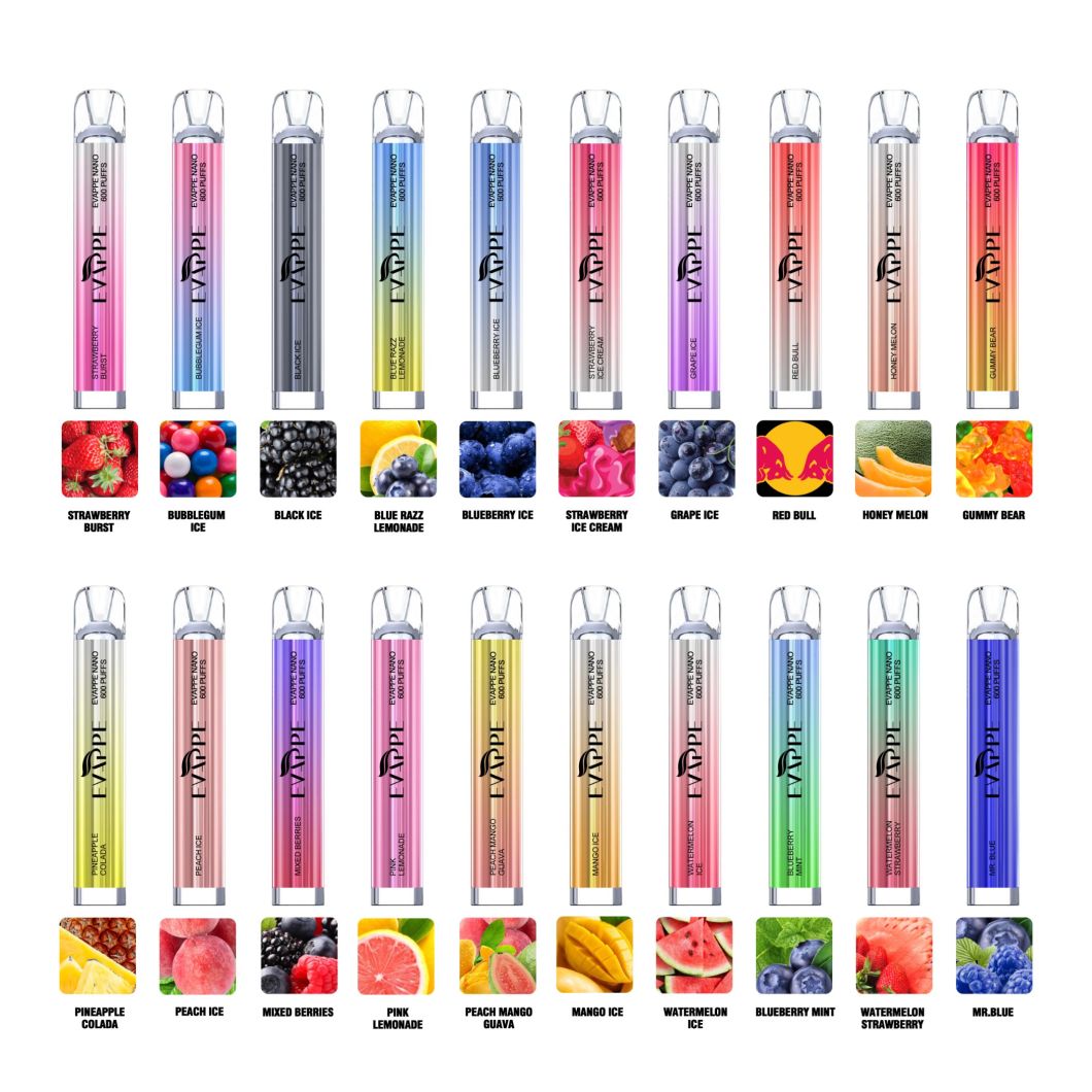 100% Original Evappe Nano 600 Puffs Crystal Electronic Cigarette Pod Device 550mAh Battery 2ml Liquid Capacity Disposable Vape