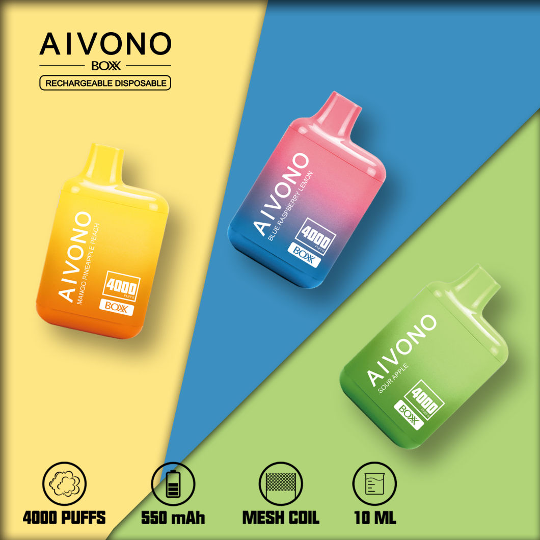 Aivono Disposable Chargeable Factory Wholesale Electronic Cigarette Aim Boxx 4000puffs 22 Flavors OEM ODM Availab