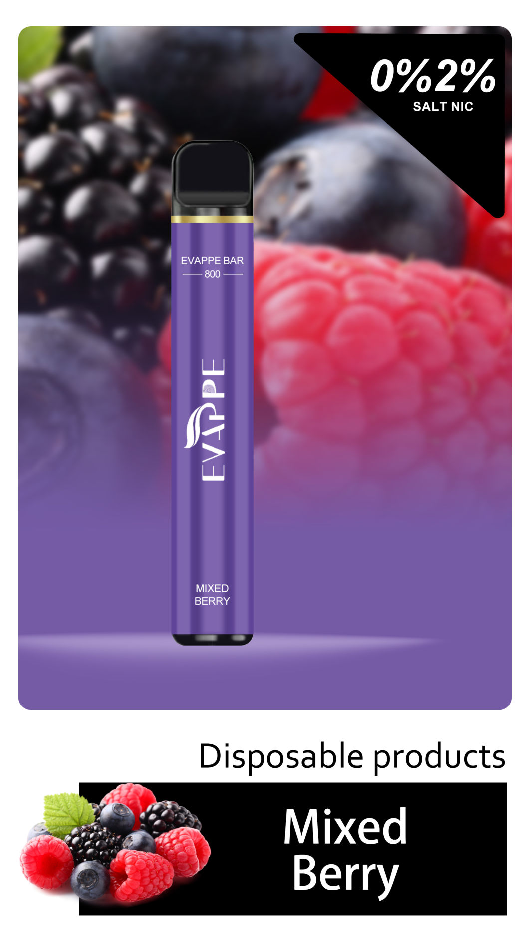 Evappe Bar 800 Puffs Mesh E Vape Manufacture Great Flavor and Vape Pen Kit Wholesale Disposable Vape