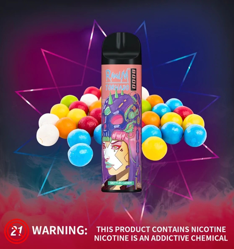 8000 Puffs Type-C Rechargeable Disposable Vape New Launched Leading Market Randm Tornado 0%, 2%, 3%, 5% Nicotine Disposable Vape