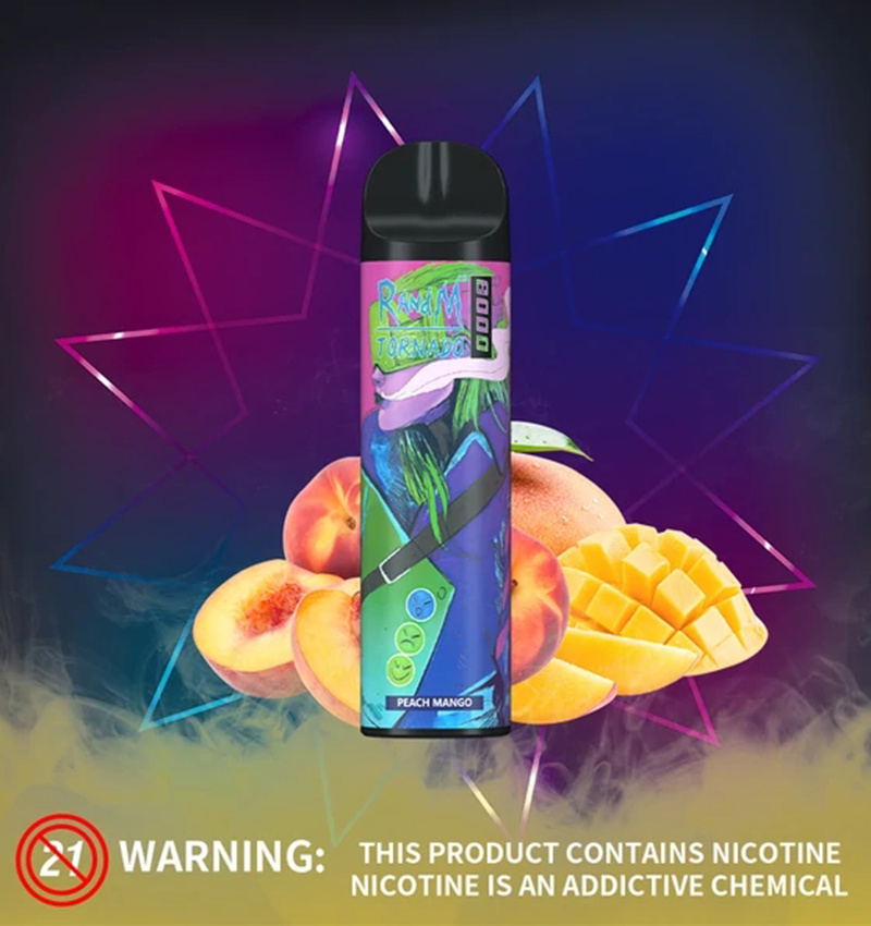 8000 Puffs Type-C Rechargeable Disposable Vape New Launched Leading Market Randm Tornado 0%, 2%, 3%, 5% Nicotine Disposable Vape