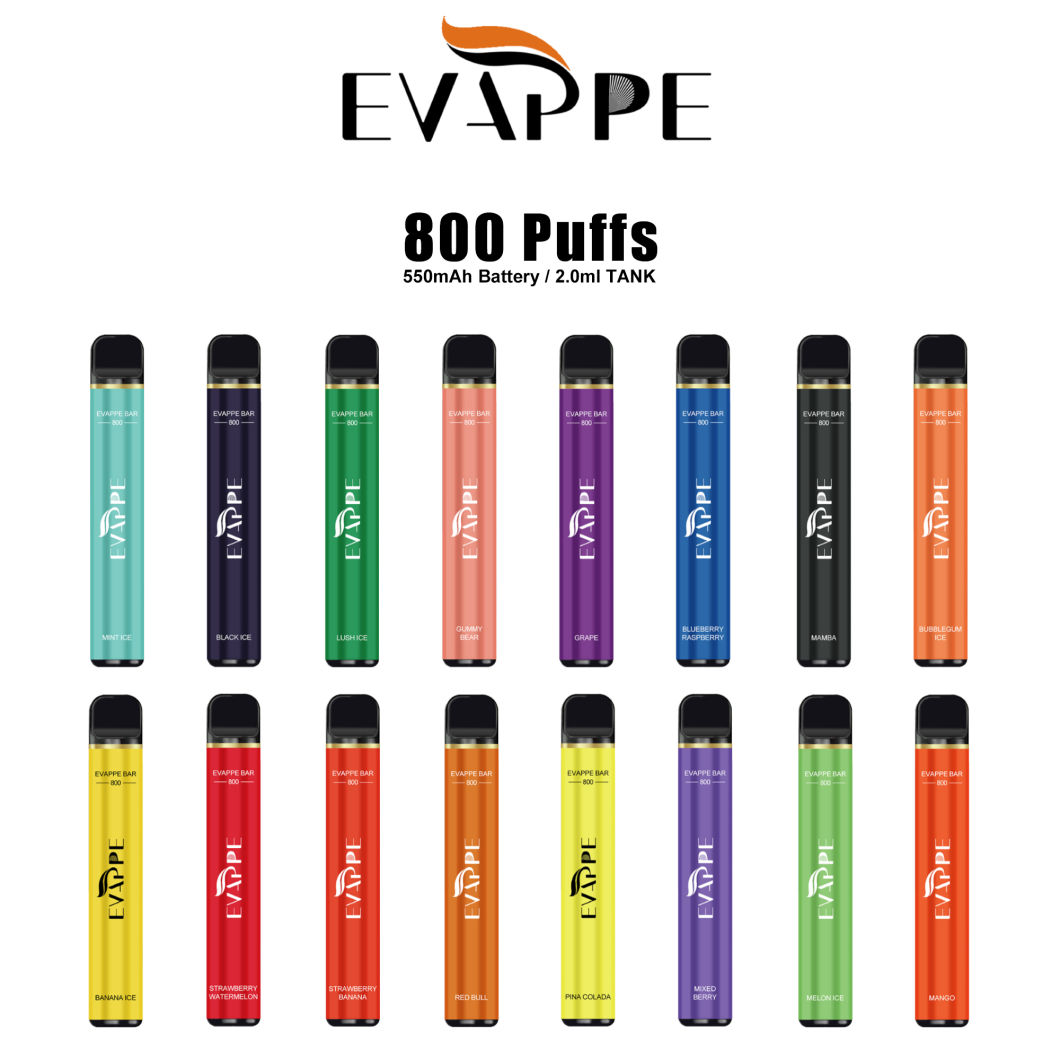 Evappe Bar 800 Puffs Mesh E Vape Manufacture Great Flavor and Vape Pen Kit Wholesale Disposable Vape